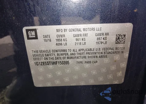 2017 Chevrolet Malibu 1Lt from USA, damaged, VIN 1G1ZE5ST9HF150395